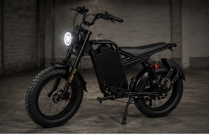 Polanco luxury electric bike in a dark garage